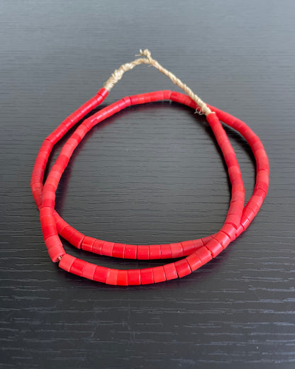 Handcrafted Trade Beads - African Plural Art - African Art - Beads - Embellishments - Trims - Red Glass Trade Beads Necklace, African