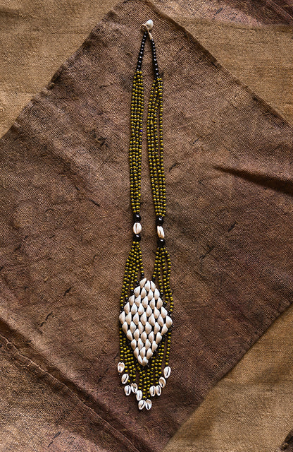 Handcrafted Necklaces - African Plural Art - African Art - Necklaces - Jewelry - Tribal African Statement Jewelry Necklace, Cowrie Shell Beads Pendant