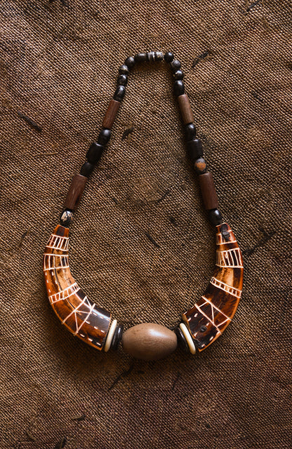 Handcrafted Necklaces - African Plural Art - African Art - Necklaces - Jewelry - African Tribal Collar Jewelry, Bone Beads Necklace