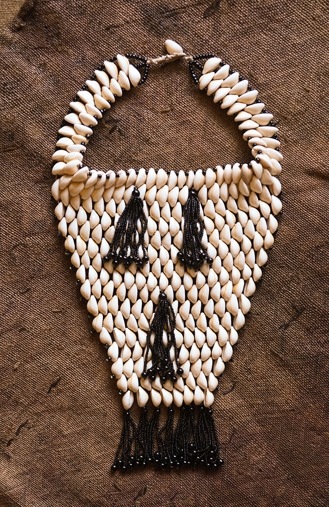 Handcrafted Art Necklaces; Handmade; Bead work Jewelry; Statement ; Other African; Craft Materials; Statement Beaded African, Cowrie Shell Jewelry Necklace