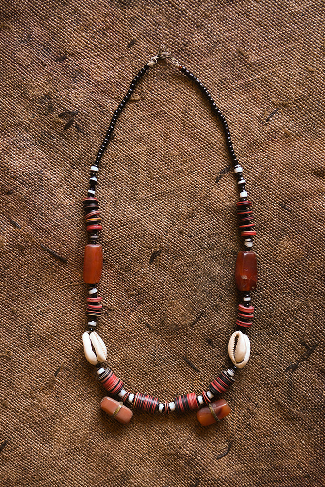 Handcrafted Art - Necklaces; Collection; Other African; Tribal Beads Cowrie Shell Necklace, African Jewelry Pendant