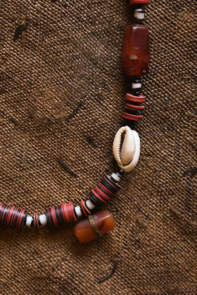 Handcrafted Art - Necklaces; Collection; Other African; Tribal Beads Cowrie Shell Necklace, African Jewelry Pendant