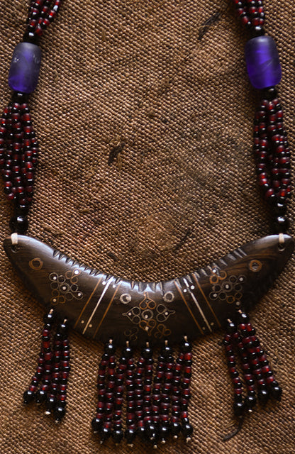 Handcrafted Art - Necklaces; Collection; Other African; Statement Jewelry, Beaded Wood Pendant, Tribal African Necklace
