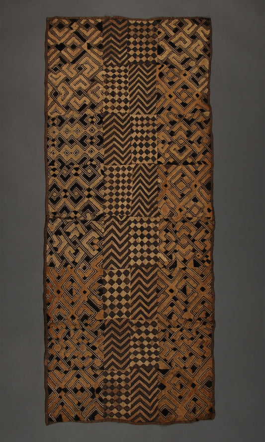 Tribal Textiles; Traditional; Collection; Other African;Shoowa Embroidered Overskirt, Handcrafted Decorative Raffia Textile, African Kuba