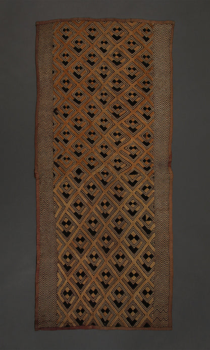 Tribal Textiles; Shoowa Overskirt, Kuba Tribe, Cut-pile embroidered raffia, African Textile Art