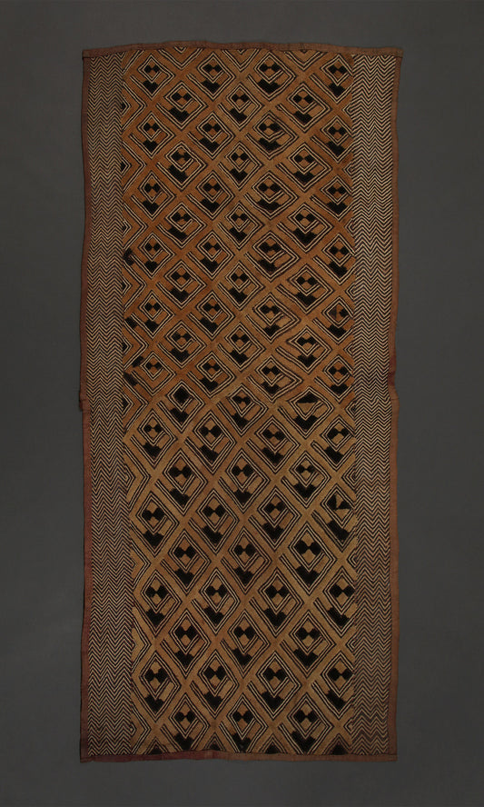 Tribal Textiles; Shoowa Overskirt, Kuba Tribe, Cut-pile embroidered raffia, African Textile Art