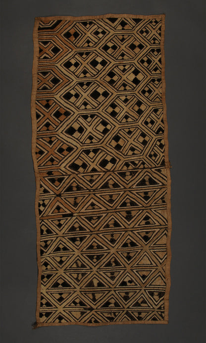 Tribal Textiles; Shoowa Overskirt Textile Kuba Tribe, D.R. Congo Embroidered Cut-pile raffia