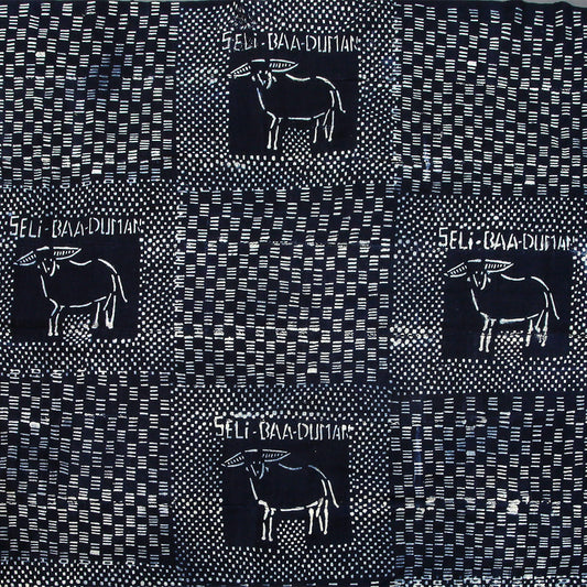 Handcrafted Textiles;Woven Fabrics Of Jute Or Of Other Textile Bast Fibers;Vintage African Textile, Hand Spun Cotton Cloth, Resist Dyed Indigo Fabric