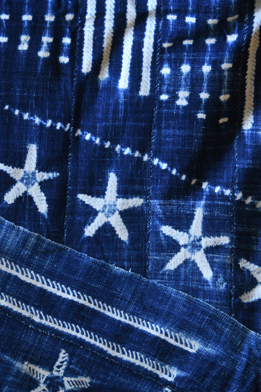 Handcrafted Textiles;Woven Fabrics Of Jute Or Of Other Textile Bast Fibers;White Blue African Textile, Indigo Hand Dyed Vintage Cloth, Home Decor Cotton Fabric
