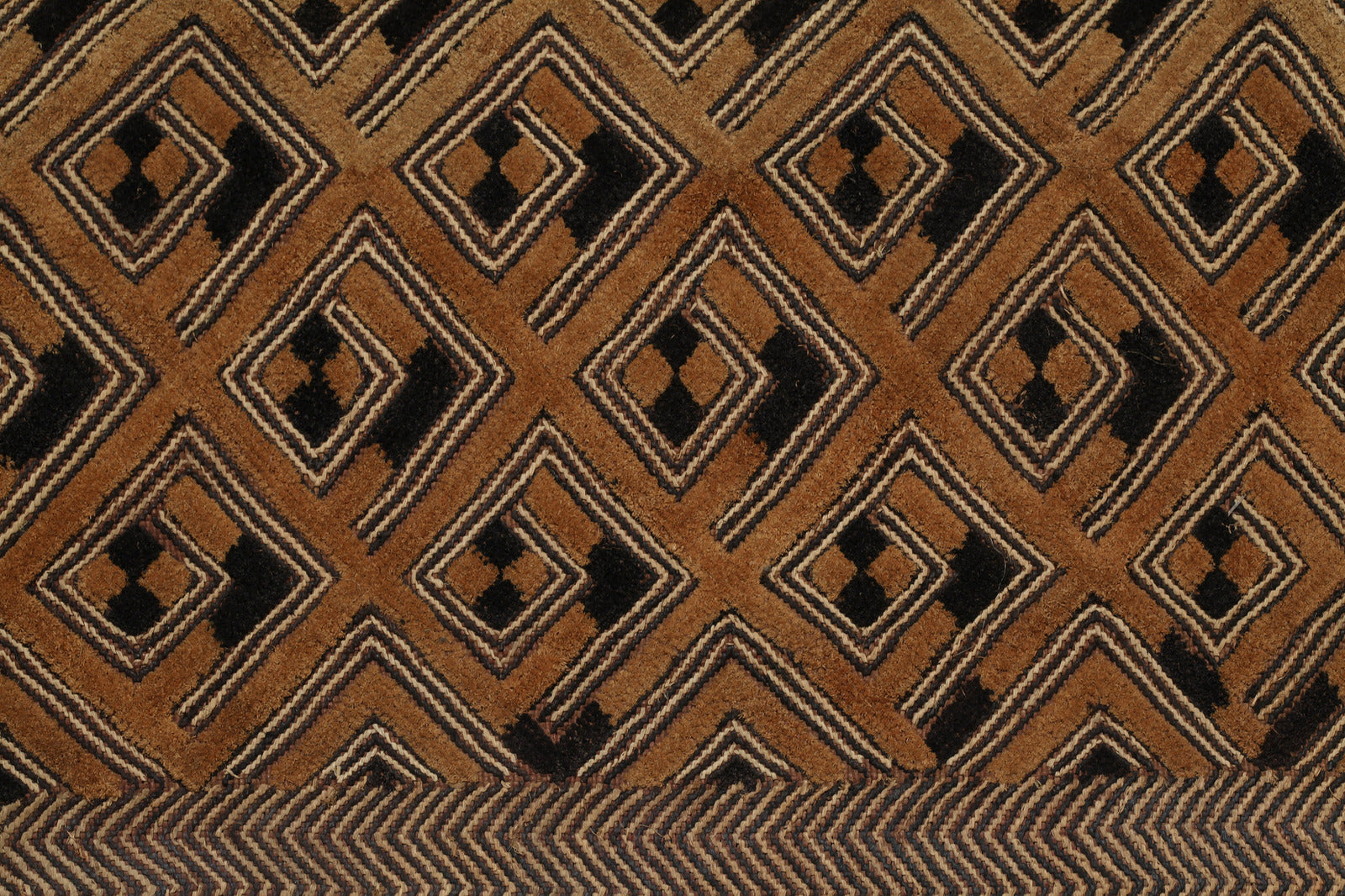 Tribal Textiles; Traditional; Collection; Other African;Shoowa Overskirt, Kuba Tribe, Cut-pile embroidered raffia, African Textile Art