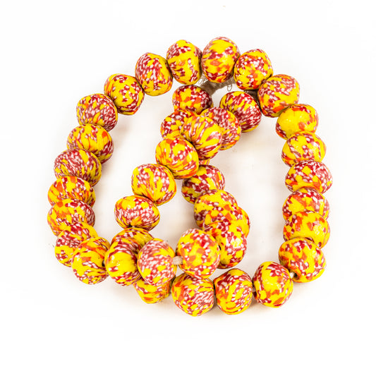 Ghana Krobo Pink Yellow Collecting Jewelry Making Vintage Beads Trade Beads Traditional Art African Art Handcrafted Art - Trade Beads