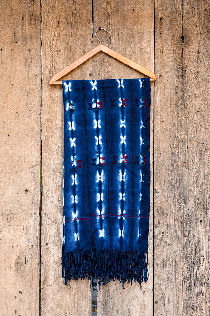 Handcrafted Art Textiles; Textiles In Art and Other African; Vintage; Tie Dyed Indigo Textile Scarf Shawl, Vintage African Mudcloth Cotton Fabric
