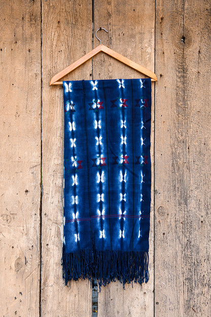 Handcrafted Art Textiles; Textiles In Art and Other African; Vintage; Tie Dyed Indigo Textile Scarf Shawl, Vintage African Mudcloth Cotton Fabric
