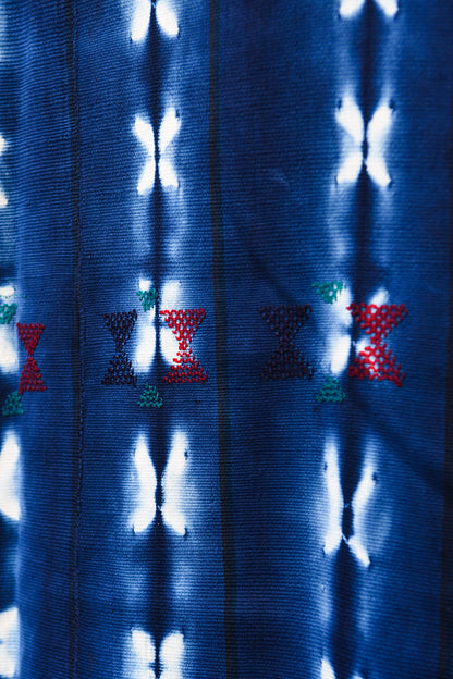 Handcrafted Art Textiles; Textiles In Art and Other African; Vintage; Tie Dyed Indigo Textile Scarf Shawl, Vintage African Mudcloth Cotton Fabric