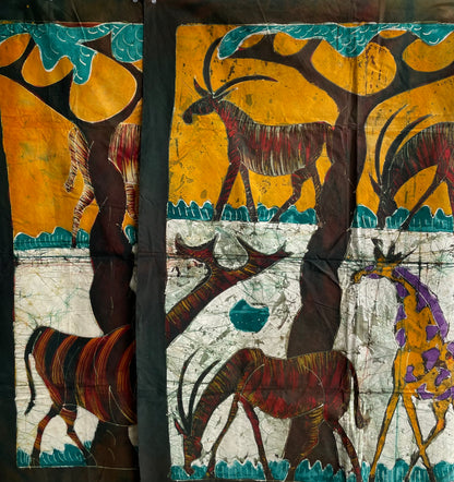 Handcrafted Art Textiles; Woven Fabrics; Other African; Batik Based; Cotton; Traditional; Intricate Patterns; Vintage; Living Spaces; Home Decor; Tapestries; Decorative Crafted Cotton Textile, Resist Dyed Batik Painting, West African Art