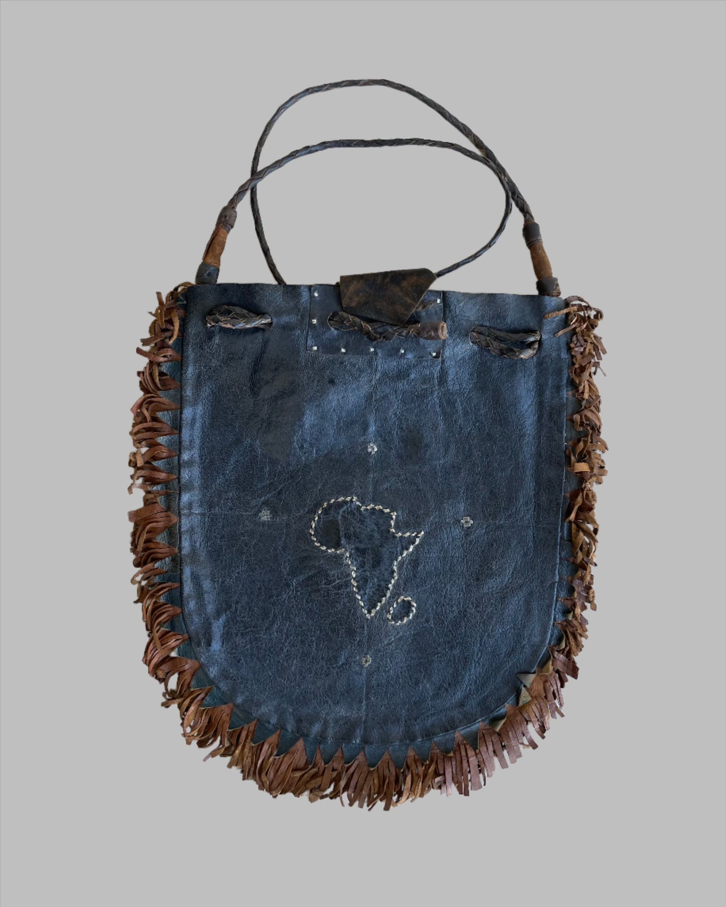 Handcrafted Bags - African Plural Art - Bags- African Art - Handbags - Wallets - Cases - Tuareg Crafted Leather Handbag, Africa Map, Shoulder Bag, Vintage Style