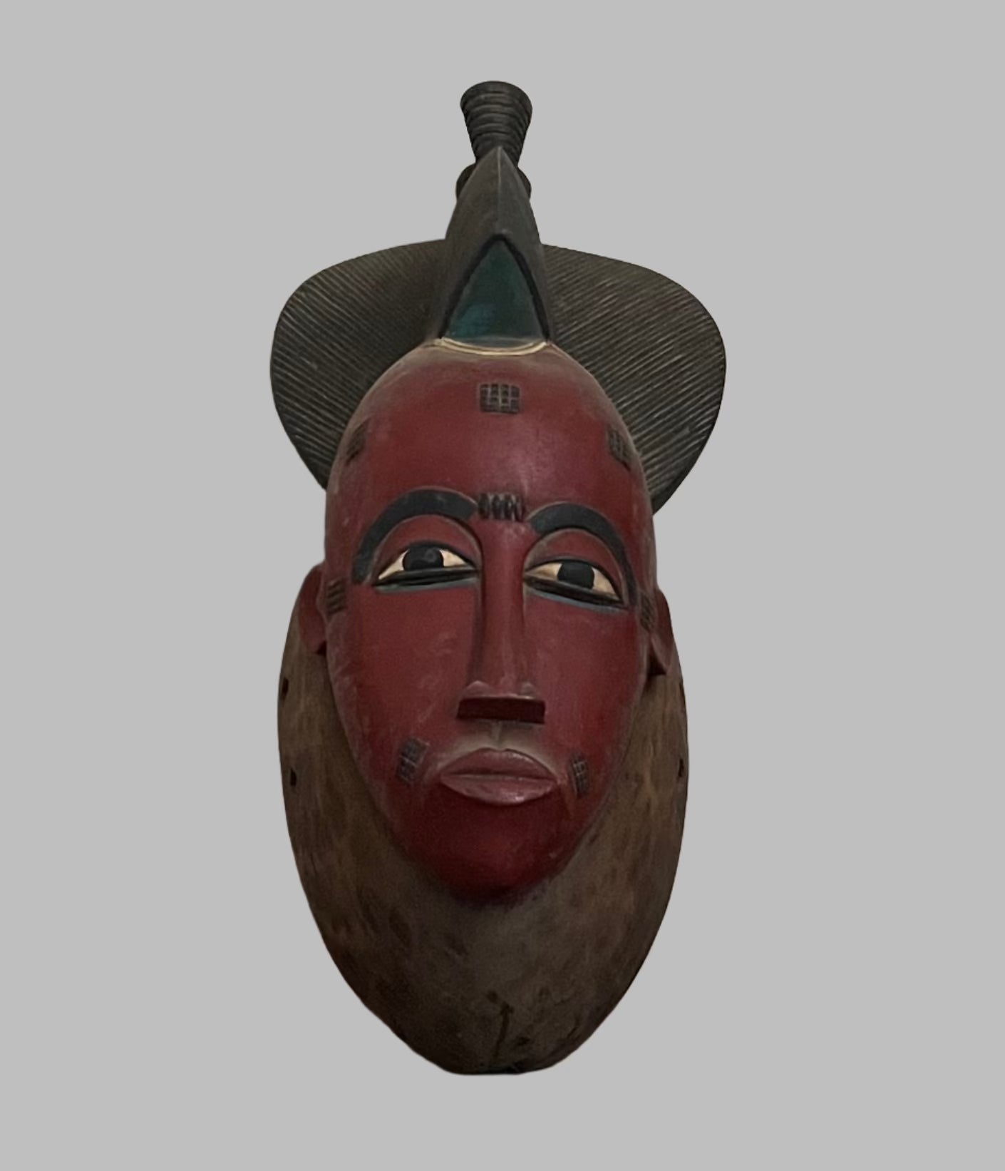Handcrafted Masks; Collection; Other African; Masks; Hand Carved Wood, Vintage Red Mask, African Baule Art, Home Decor