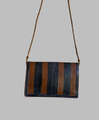 Handcrafted Bags - African Plural Art - Bags- African Art - Handbags - Wallets - Cases - Shoulder Leather Clutch Bag, Crafted Tribal African Pattern, Handbag